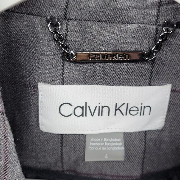 Calvin Klein Blazer Jacket Women's 4 Gray Woven Window Pane One Button NWOT - Picture 9 of 12